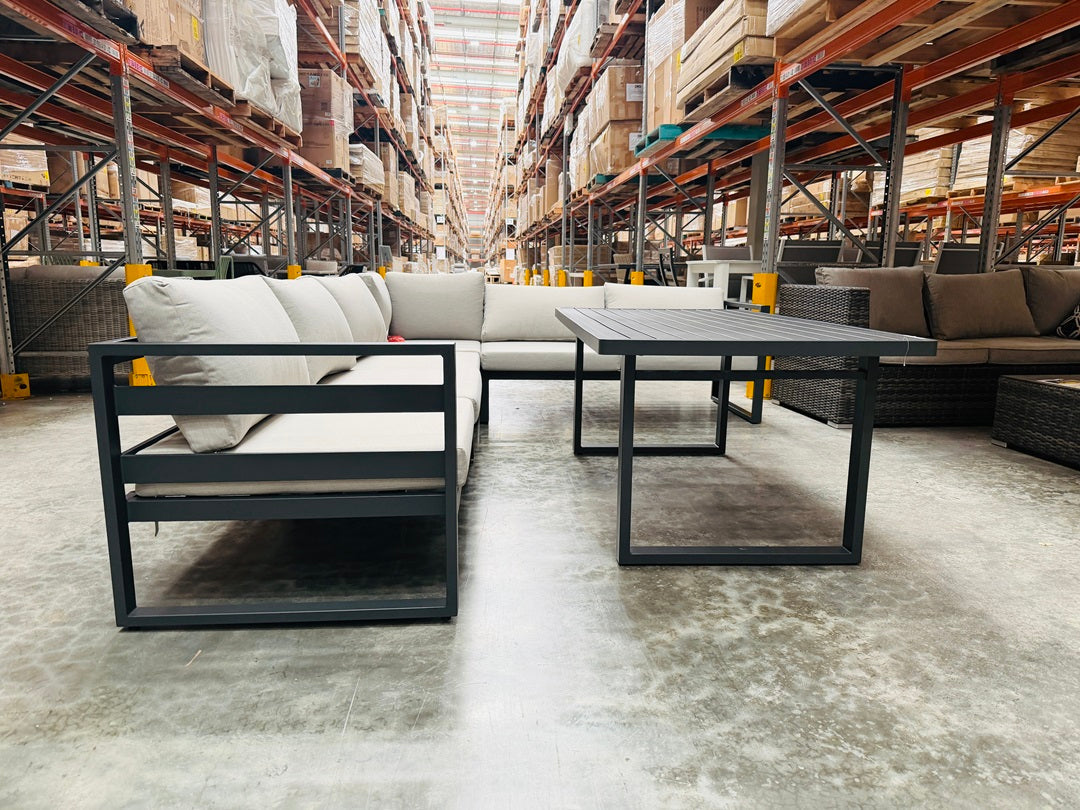 Dark Grey Outdoor Corner Lounge Dining Set