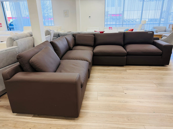 Dark Chocolate Leather Corner Lounge