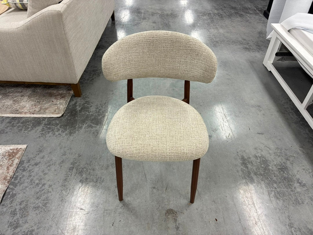 Dining Chair – Beige Seat & Walnut Legs