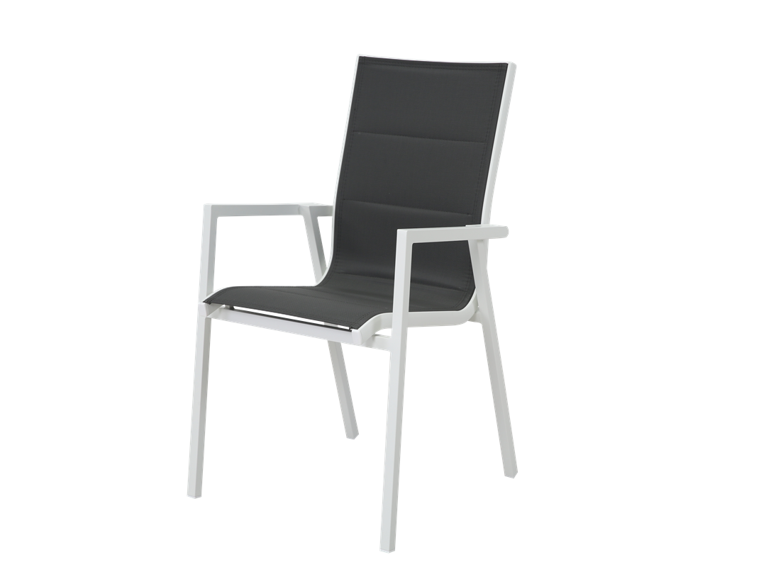 White Aluminium Outdoor Dining Chair with Dark grey Seat