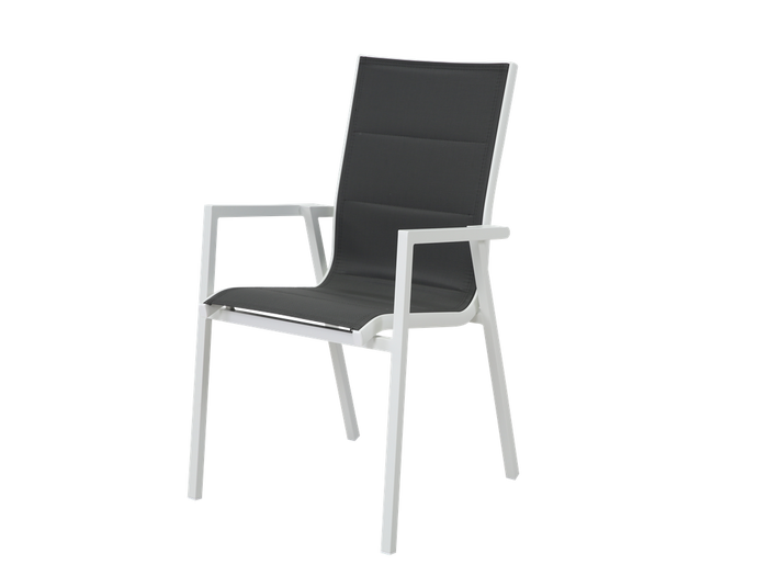 White Aluminium Outdoor Dining Chair with Dark grey Seat