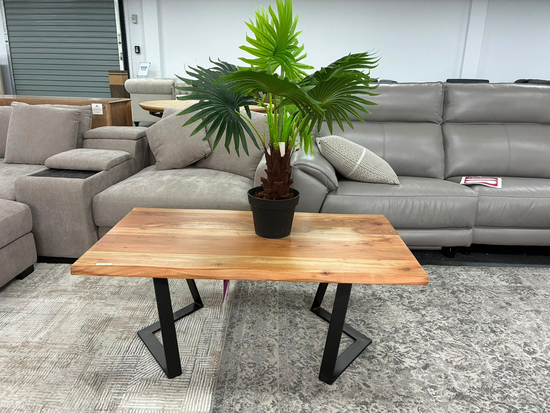 Rectangular Coffee Table – Natural Top & Black Metal Legs