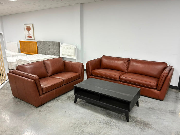 3 + 2 Seater Leather Sofa Suite – Butterscotch