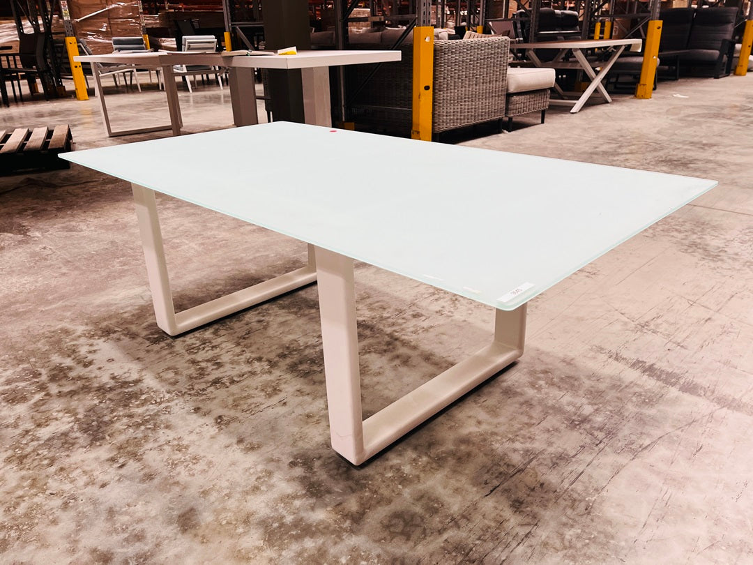 Glass Top Coffee Table with White Base
