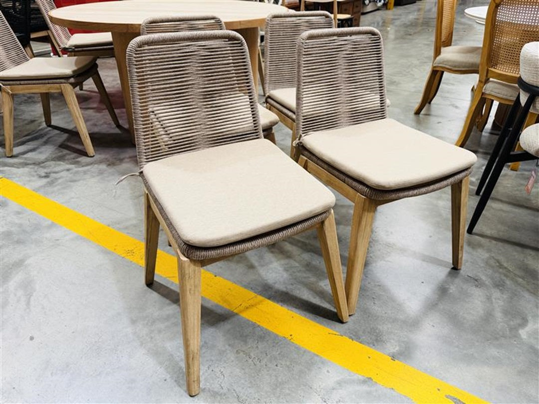Light Brown Rope Outdoor Dining Chairs