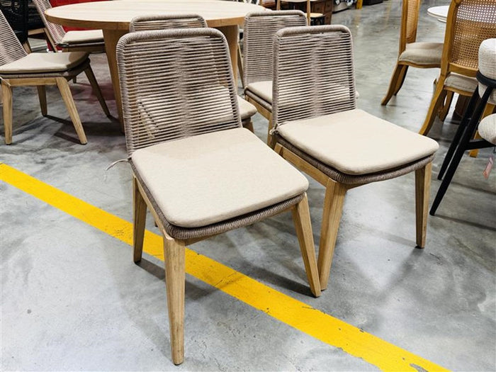 Light Brown Rope Outdoor Dining Chairs
