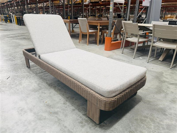 Light Brown Wicker Outdoor Adjustable Sun Lounge