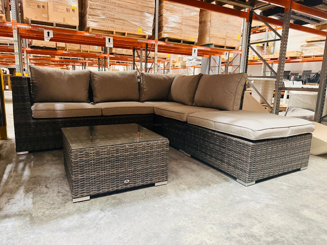 Light Brown Wicker Outdoor Corner Sofa