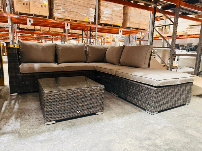 Light Brown Wicker Outdoor Corner Sofa