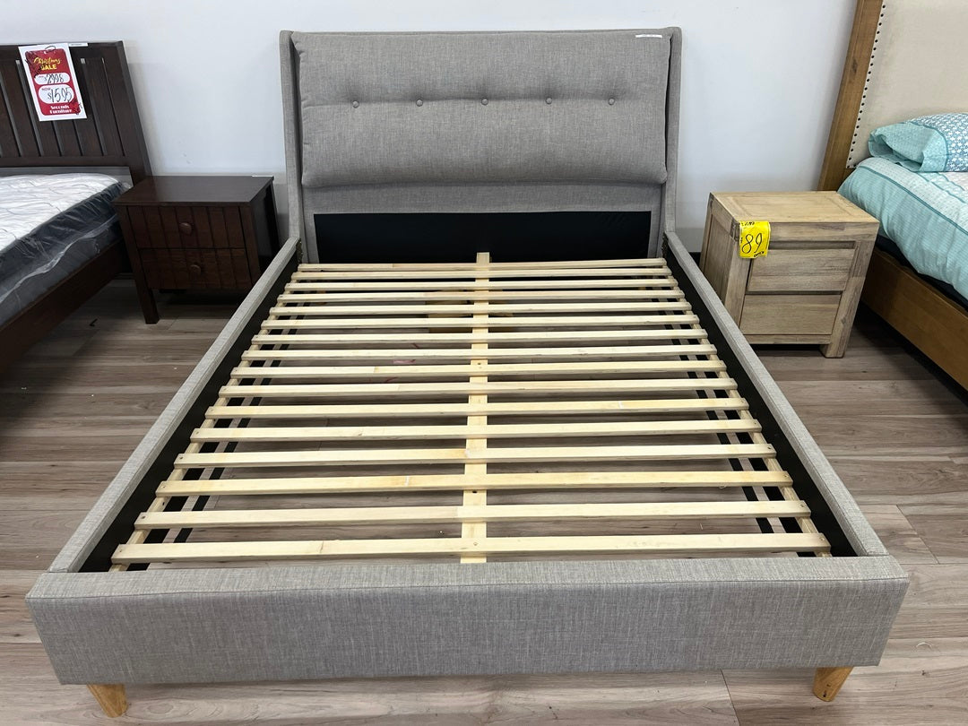 Light Grey Fabric Queen Bed