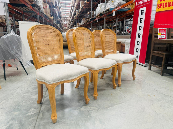 Light Oak Timber Curved Back Dining Chairs