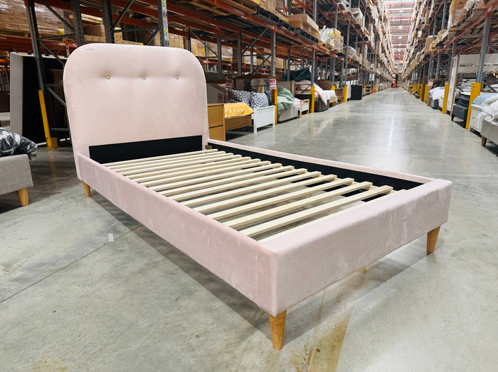 Light Pink Fabric King Single Bed