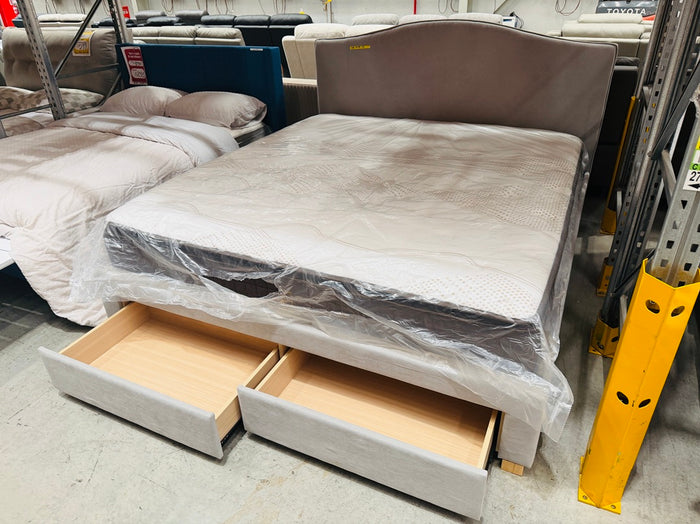 Light Grey Fabric 4 Drawer King Bed