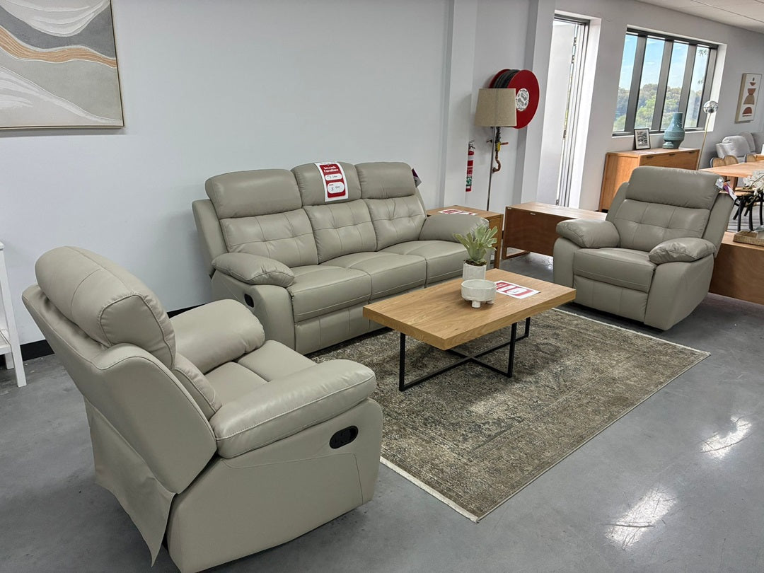 Manual Recliner Lounge Suite – Silver