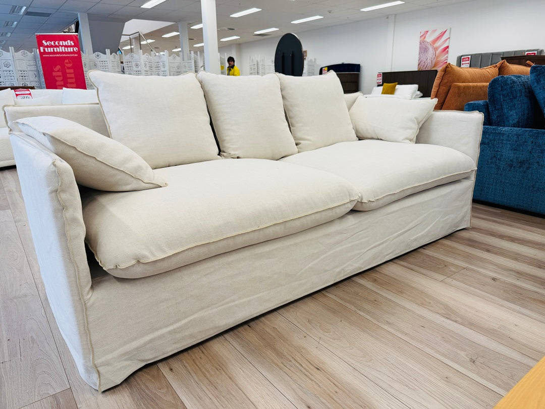 Natural Linen Premium 3 Seater Sofa