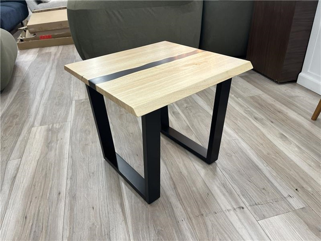 Natural Timber & Black Lamp Table