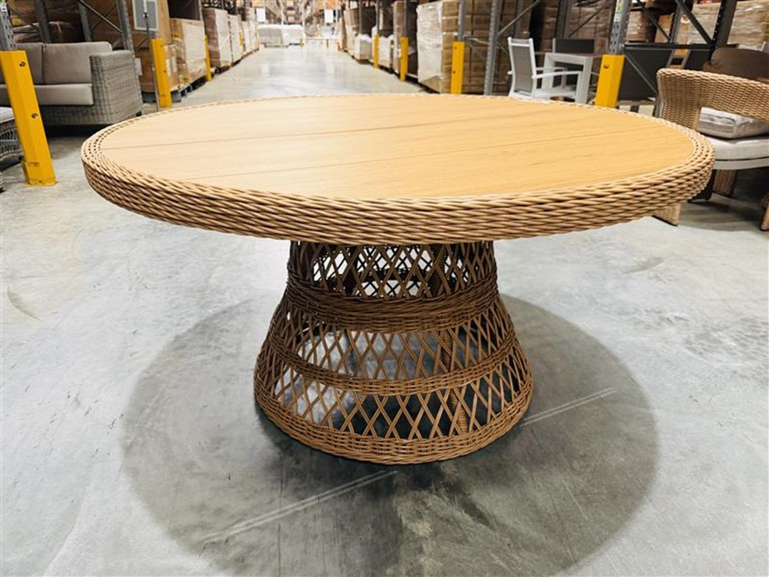 Outdoor Round Natural Wicker Dining Table