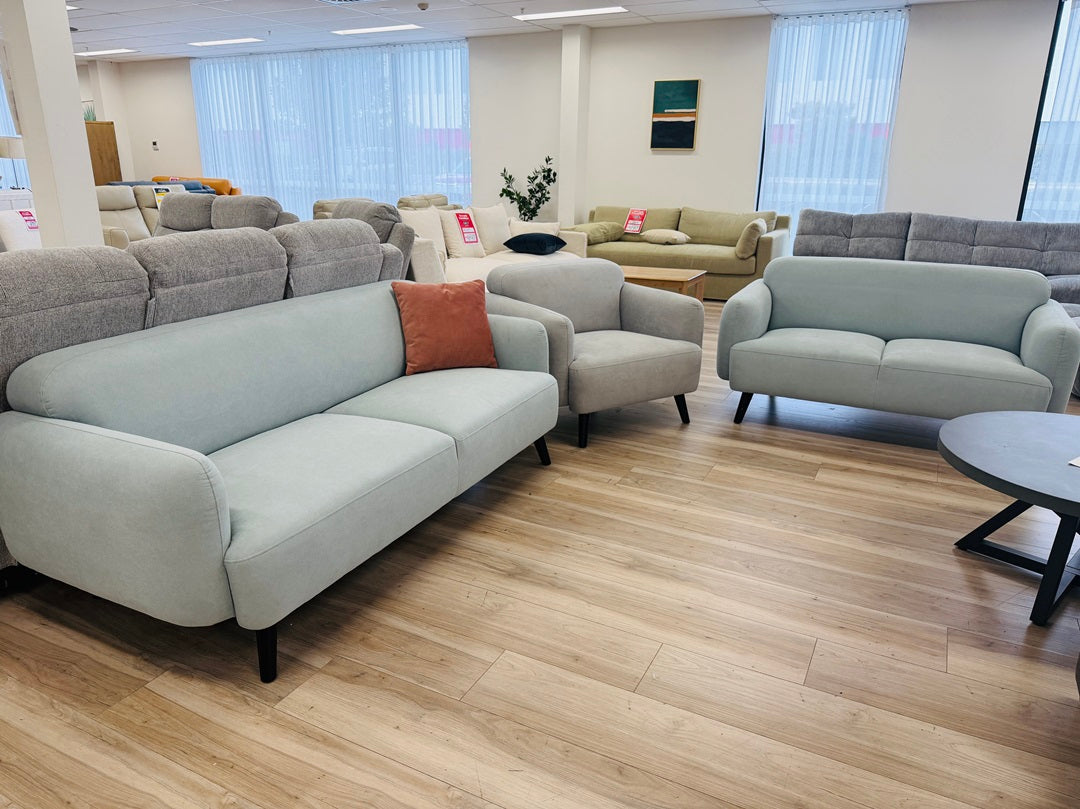 Pale Blue & Grey Fabric 3+2+1 Sofa Set