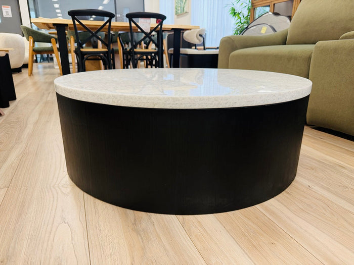 Premium Black & White Round Marble Top Coffee Table