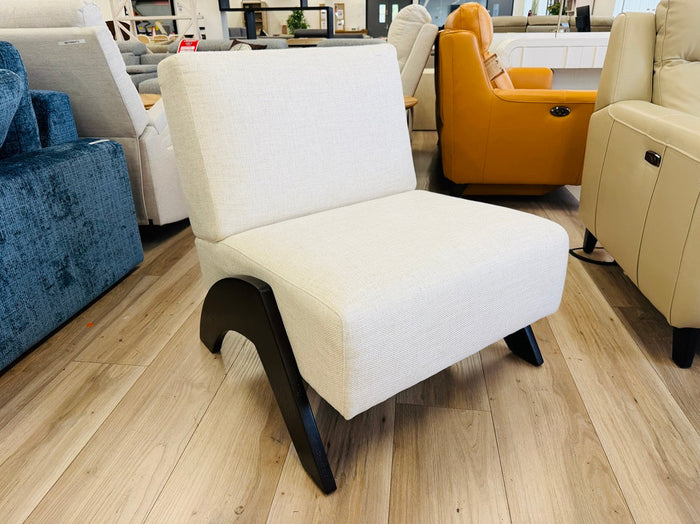 Premium Cream Fabric Accent Chair with Dark Legs