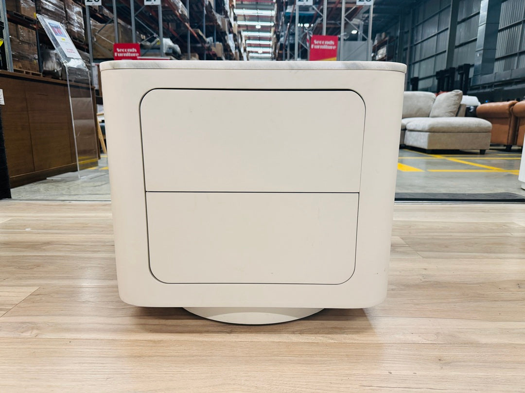 Premium Warm White Marble Top Bedside Table