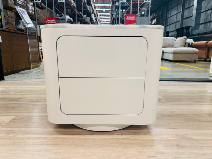 Premium Warm White Marble Top Bedside Table