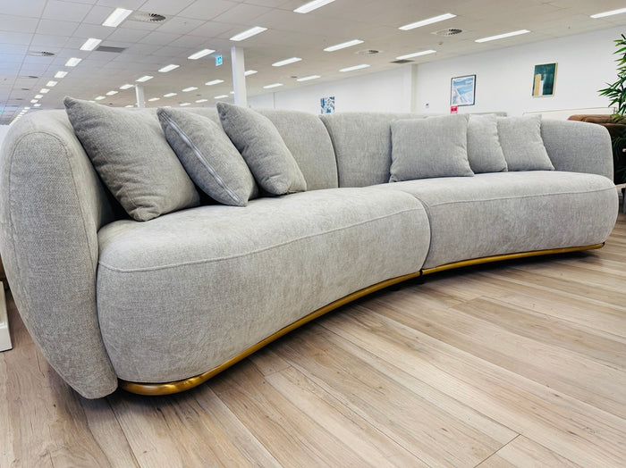 Silver Fabric Curved Modular Sofa