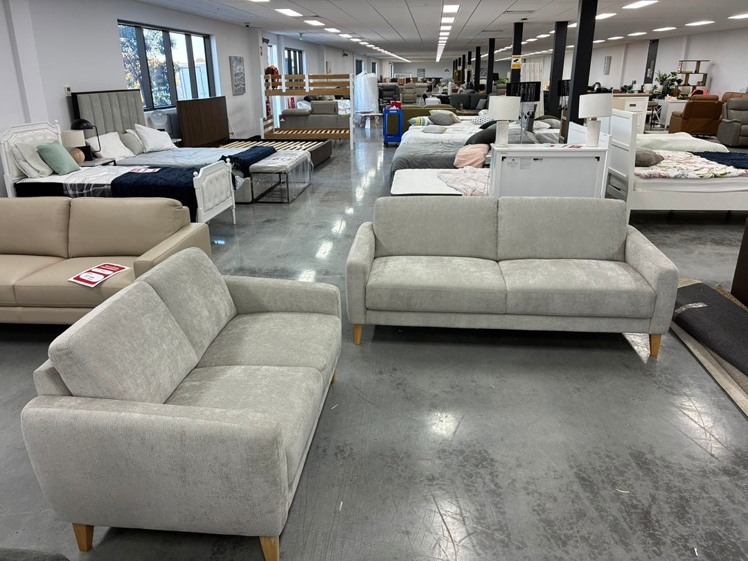 Soft Textured Fab 2S+3S Silver Sofa Suite