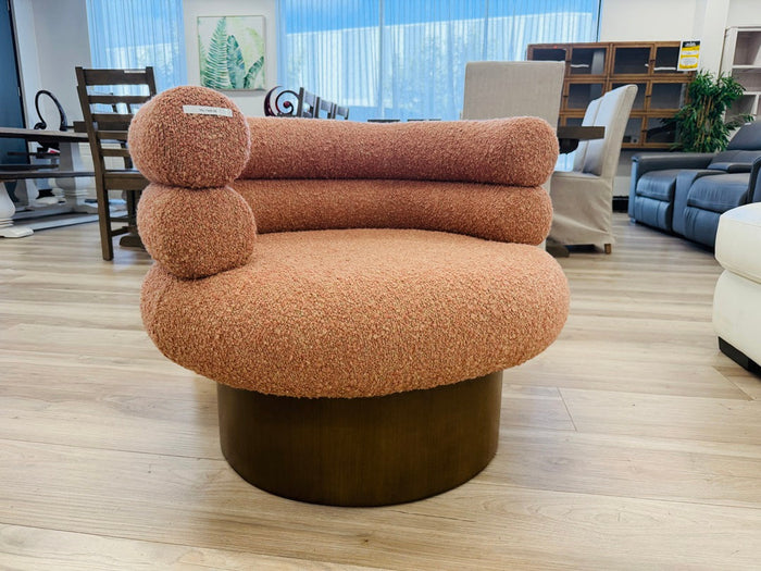 Terracotta Boucle Fabric Premium Swivel Chair