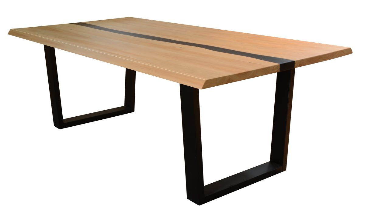 130cm Natural Top Coffee Table with Black Accent