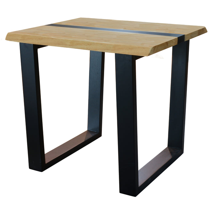 55cm Natural Top Lamp Table with Black Accent