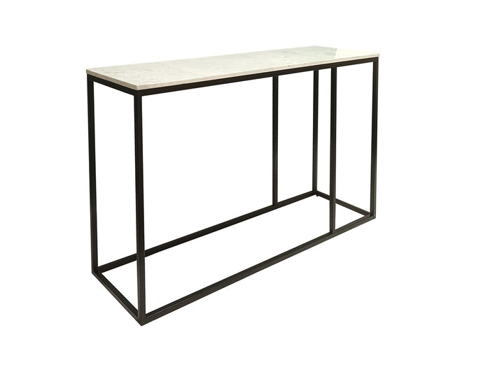 Black Metal Console Table with White Marble Top
