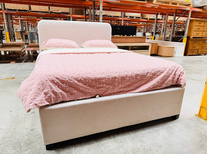 Vanilla Fabric Queen Gaslift Bed