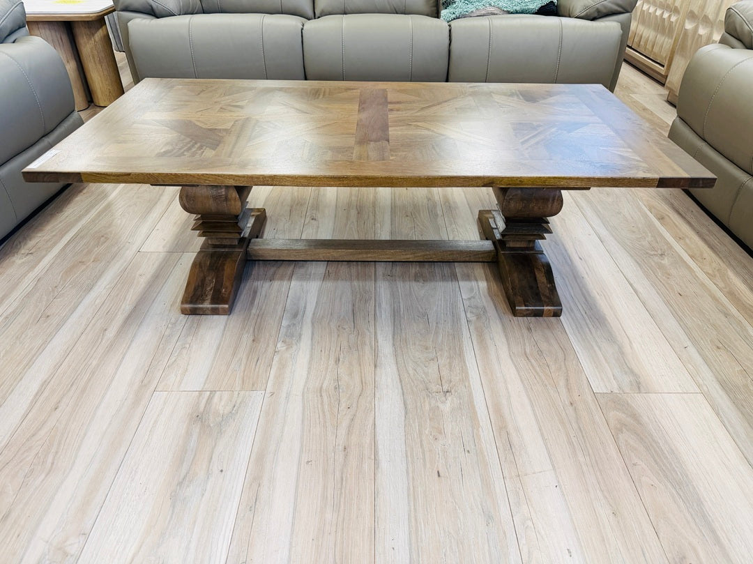 Walnut Timber Coffee Table with Pedestal Legs
