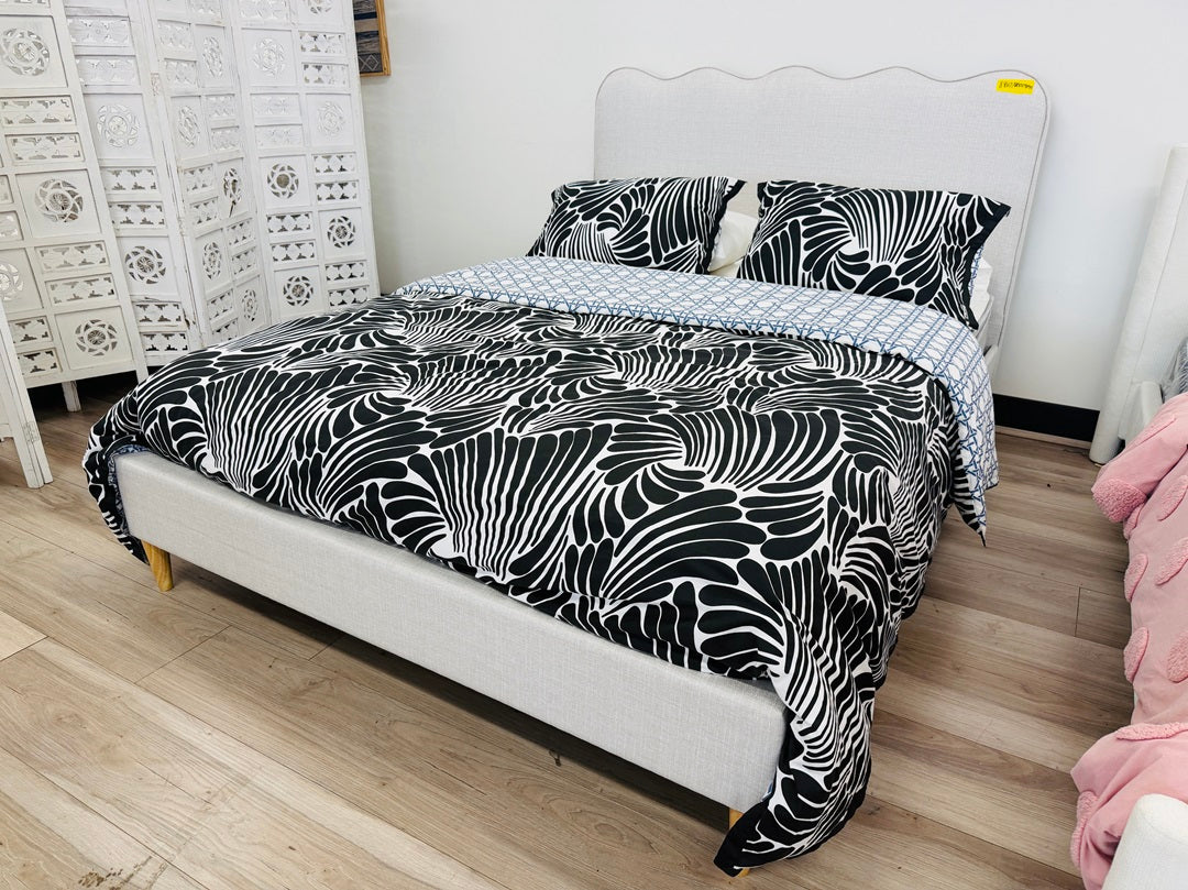 Wheat Fabric Queen Bed
