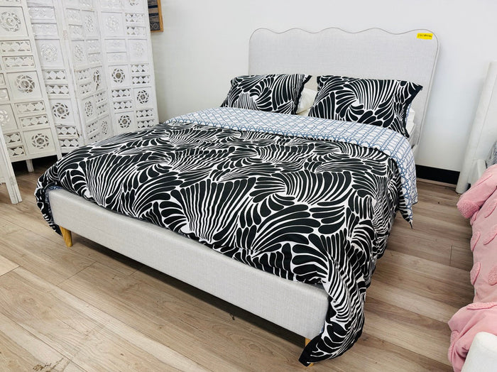 Wheat Fabric Queen Bed