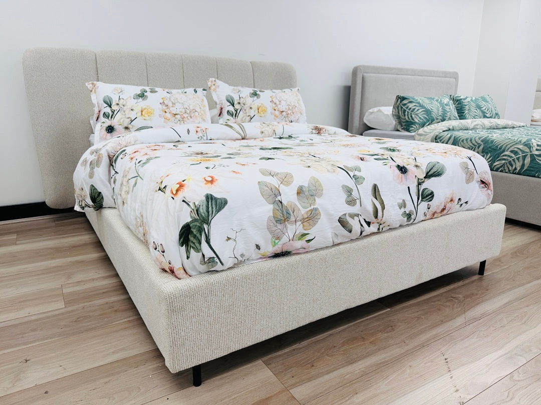 Wheat Fabric Queen Bed
