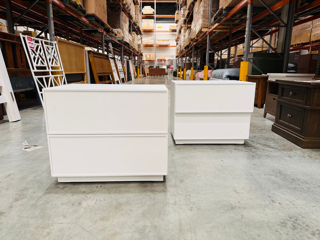 White 2 Drawer Large Bedside Table