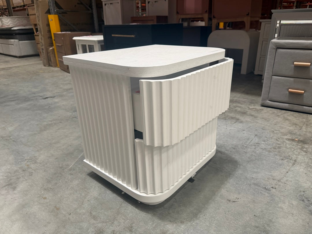 White Curved 2 Drawer Bedside