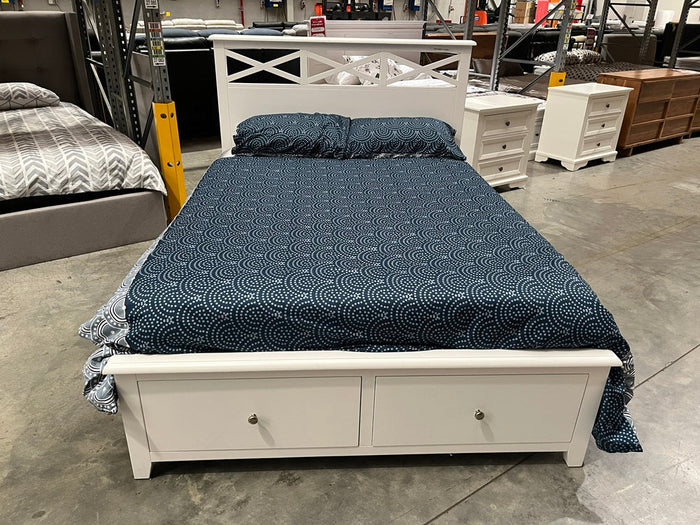 White Double Bed with Storage
