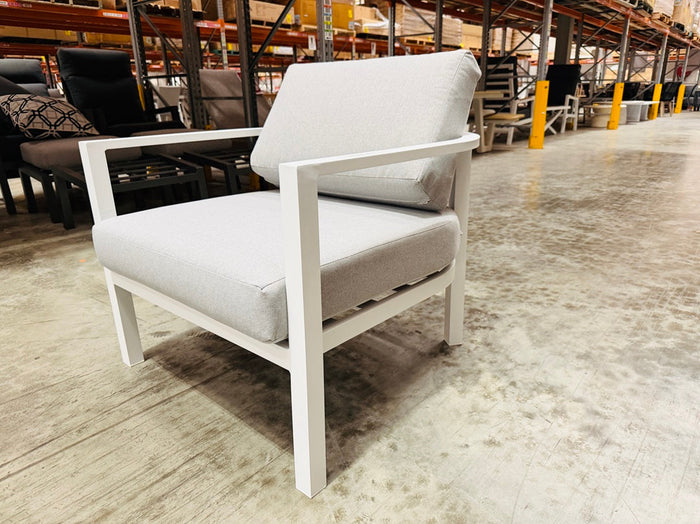 White Outdoor Curved Arm Chair
