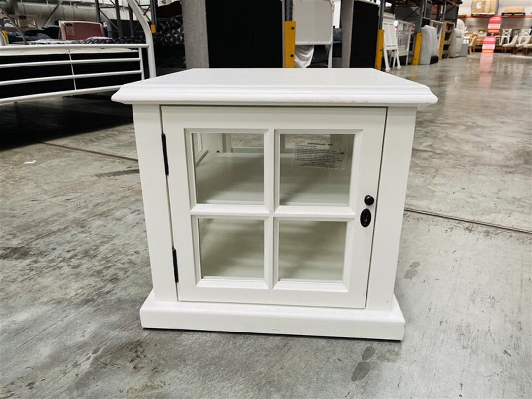 White Timber 1 Door Glass Small Display Cabinet