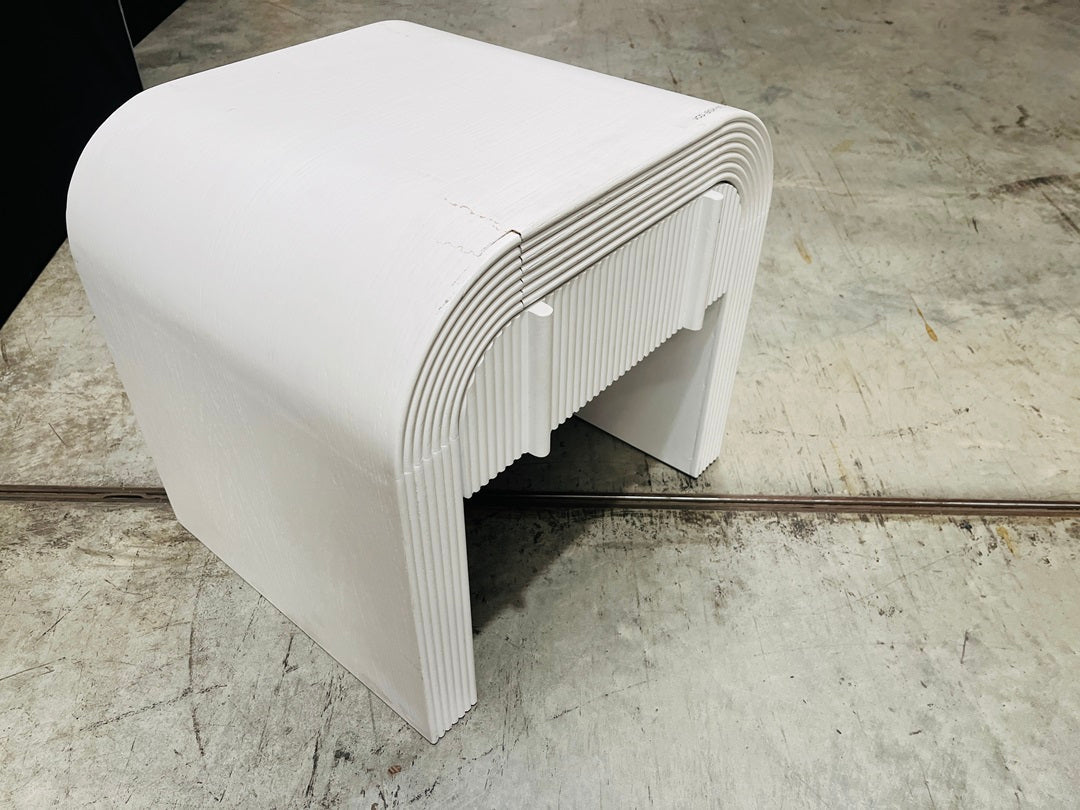 White Timber Curved 1 Drawer Bedside