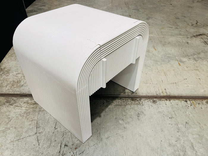 White Timber Curved 1 Drawer Bedside