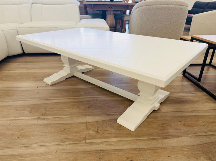 White Timber Pedestal Coffee Table