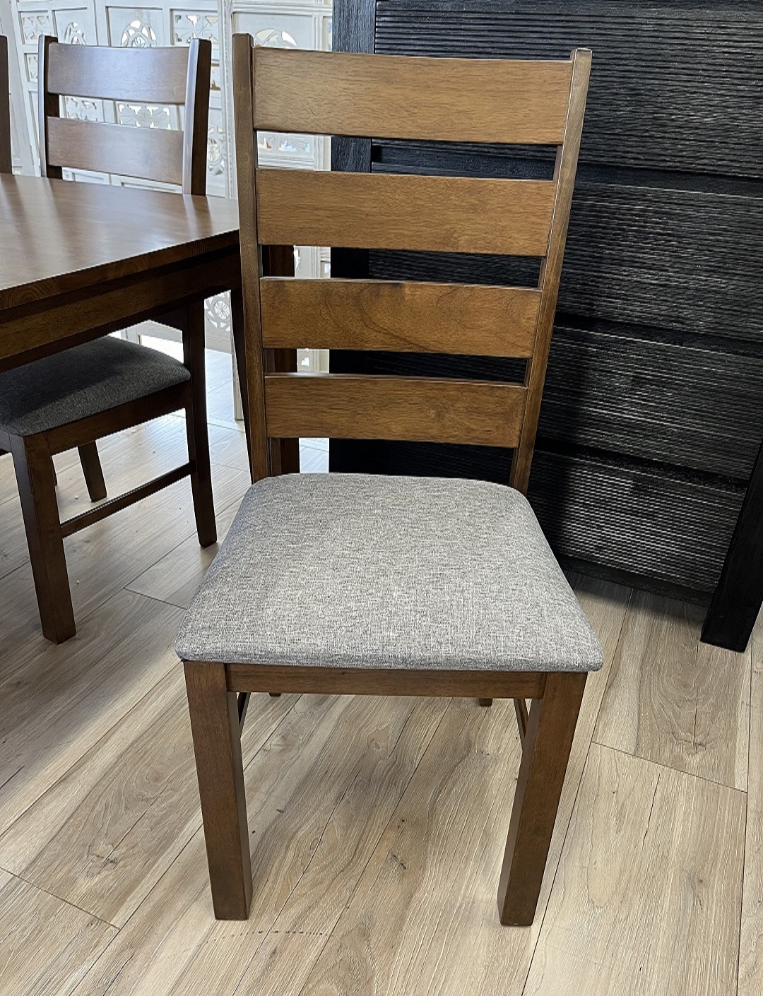 9pc Timber Dining Setting with Fabric Seat Chairs