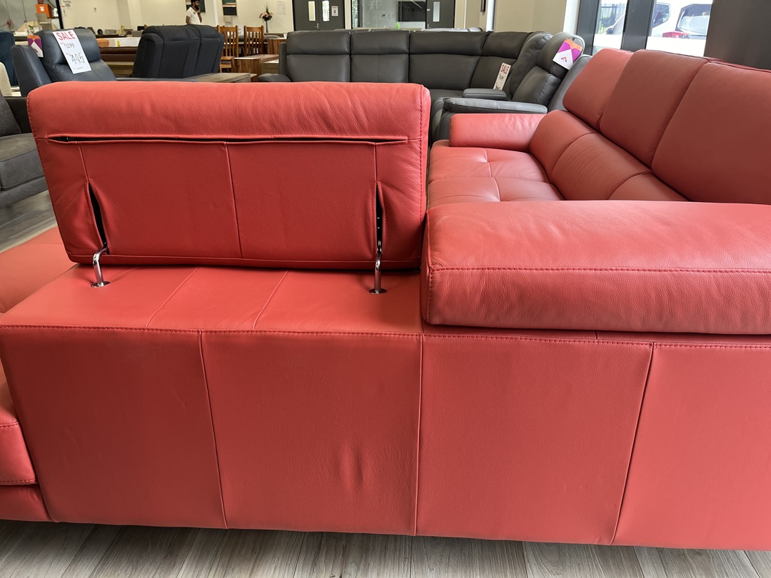 Leather Corner Lounge - Red