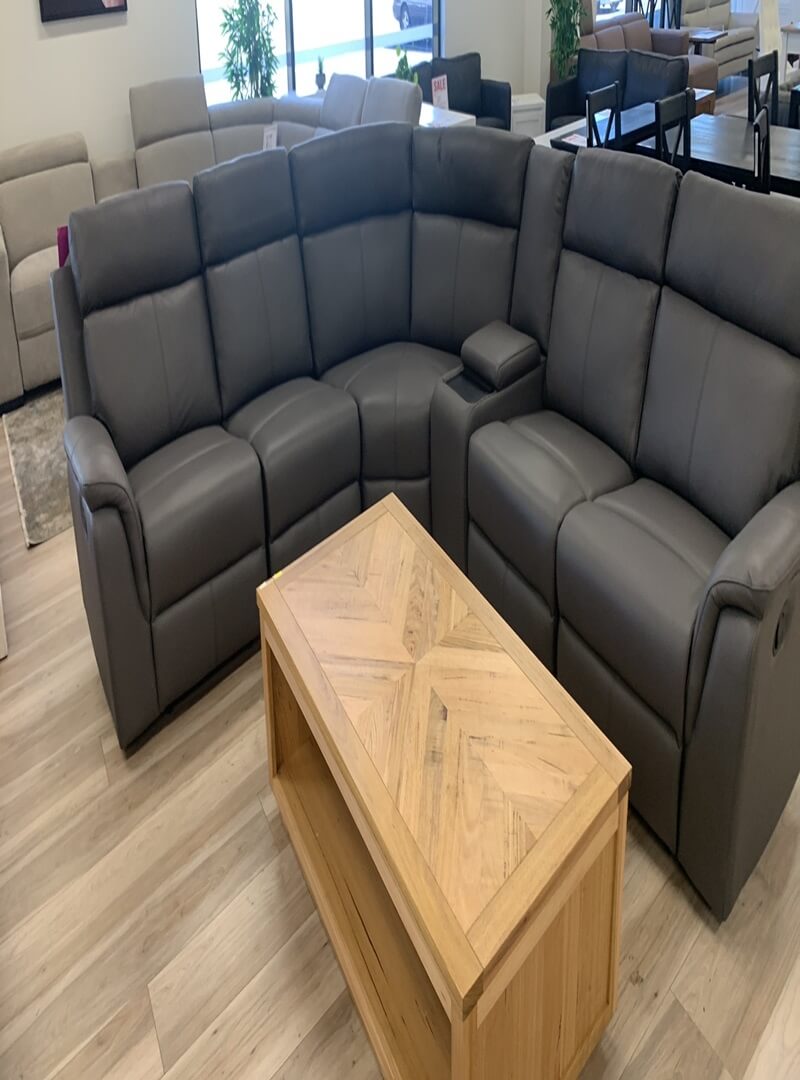 Dark Gray Leather Corner Lounge Seconds Furniture