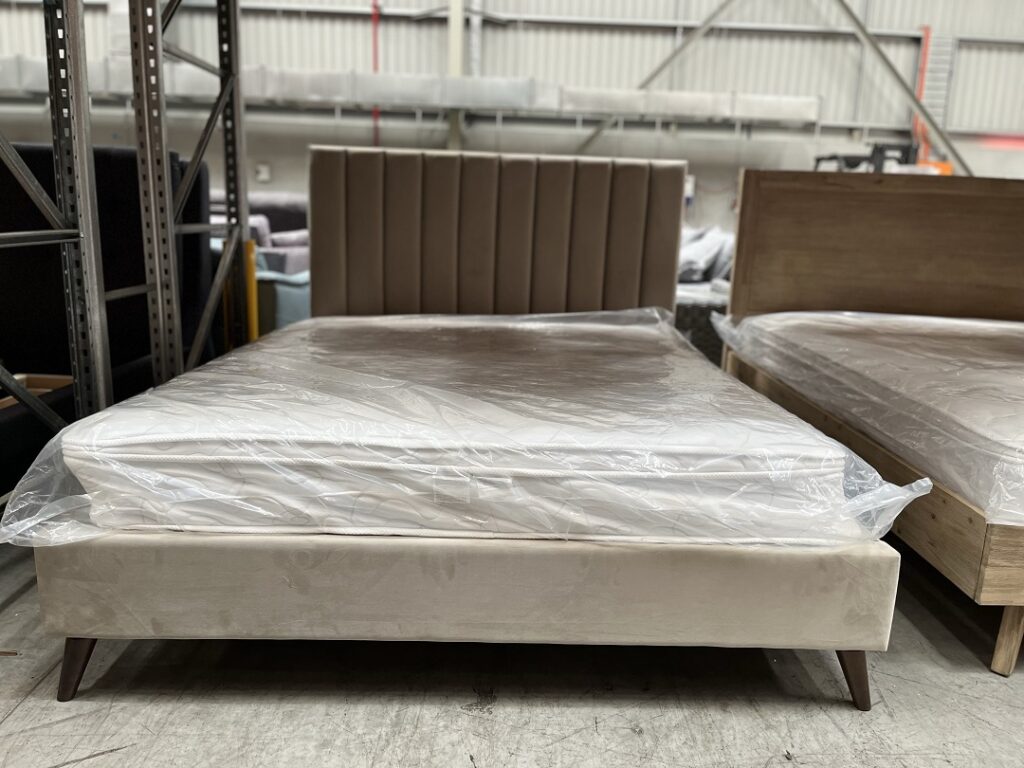 Beige Fabric Queen Bed Seconds Furniture