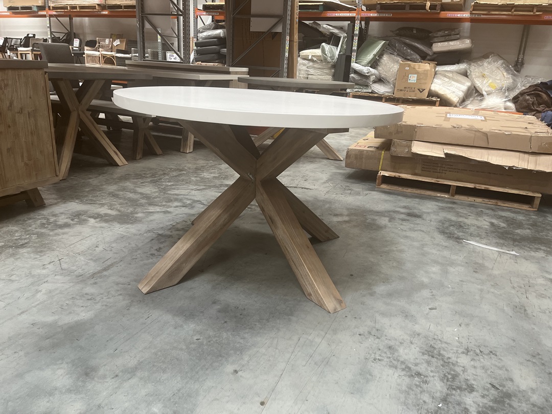 Concrete Top Round Dining Table White